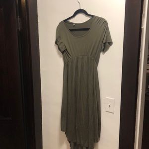 Green asymmetrical cotten stretch dress